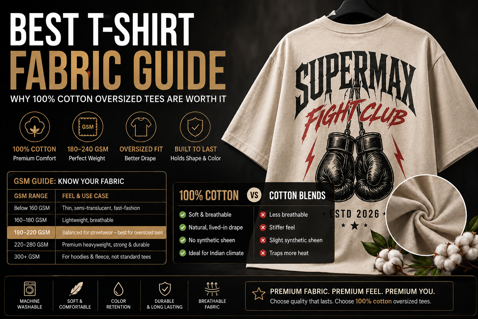 Premium Cotton T-Shirt Guide: Why 100% Cotton Oversized Tees Win