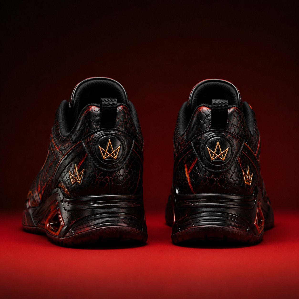 SUPERMAX Inferno Prime High-Top Sneakers for Men - Black & Red Premium Leather Casual Shoes