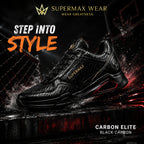 SUPERMAX Carbon Elite Black Carbon Premium Casual Sneakers for Men | Luxury Sports Shoes