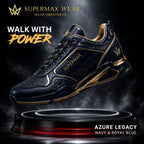 Supermax Azure Legacy Men's Premium Leather Sneakers – Navy & Royal Blue Casual Sports Shoes