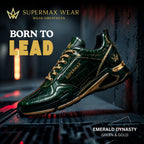 SUPERMAX Emerald Dynasty Green & Gold Premium Leather Sneakers | Luxury Lifestyle Shoes for Men