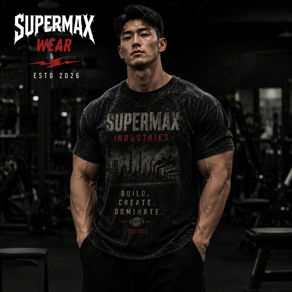 Premium Industrial Graphic Print Cotton T-Shirt