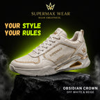 SUPERMAX Obsidian Crown Off White & Beige Premium Lifestyle Sneakers for Men