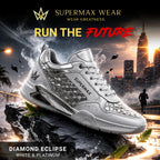 Supermax Diamond Eclipse White & Platinum Premium Sneakers for Men | Luxury Sports Casual Shoes