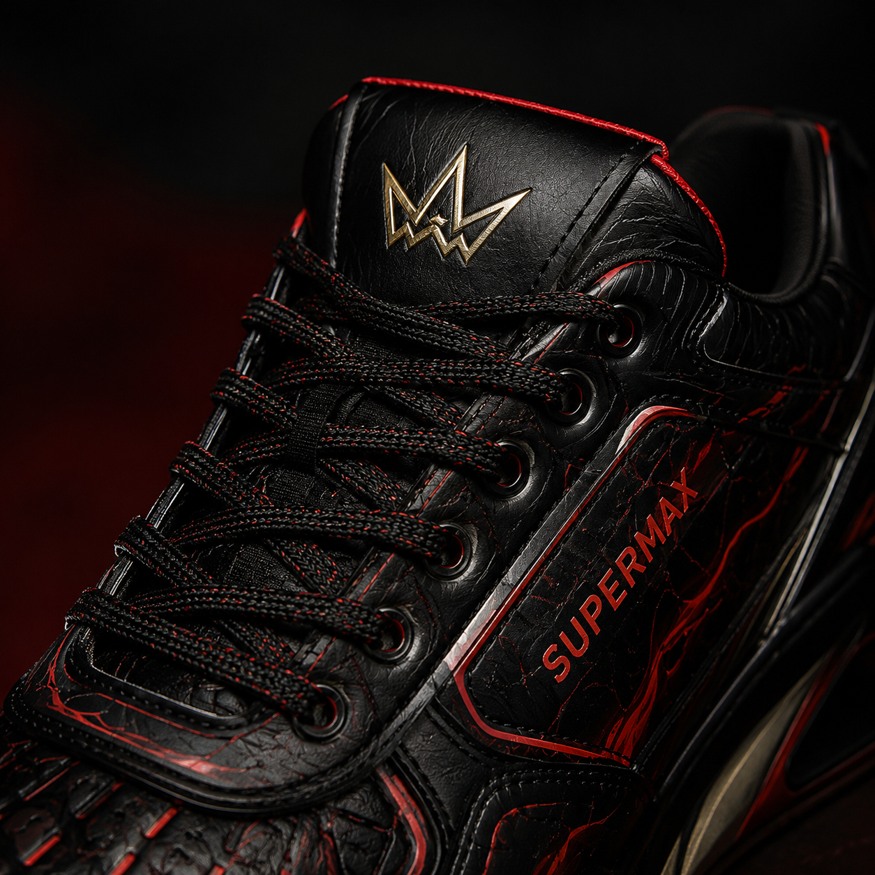 SUPERMAX Inferno Prime High-Top Sneakers for Men - Black & Red Premium Leather Casual Shoes
