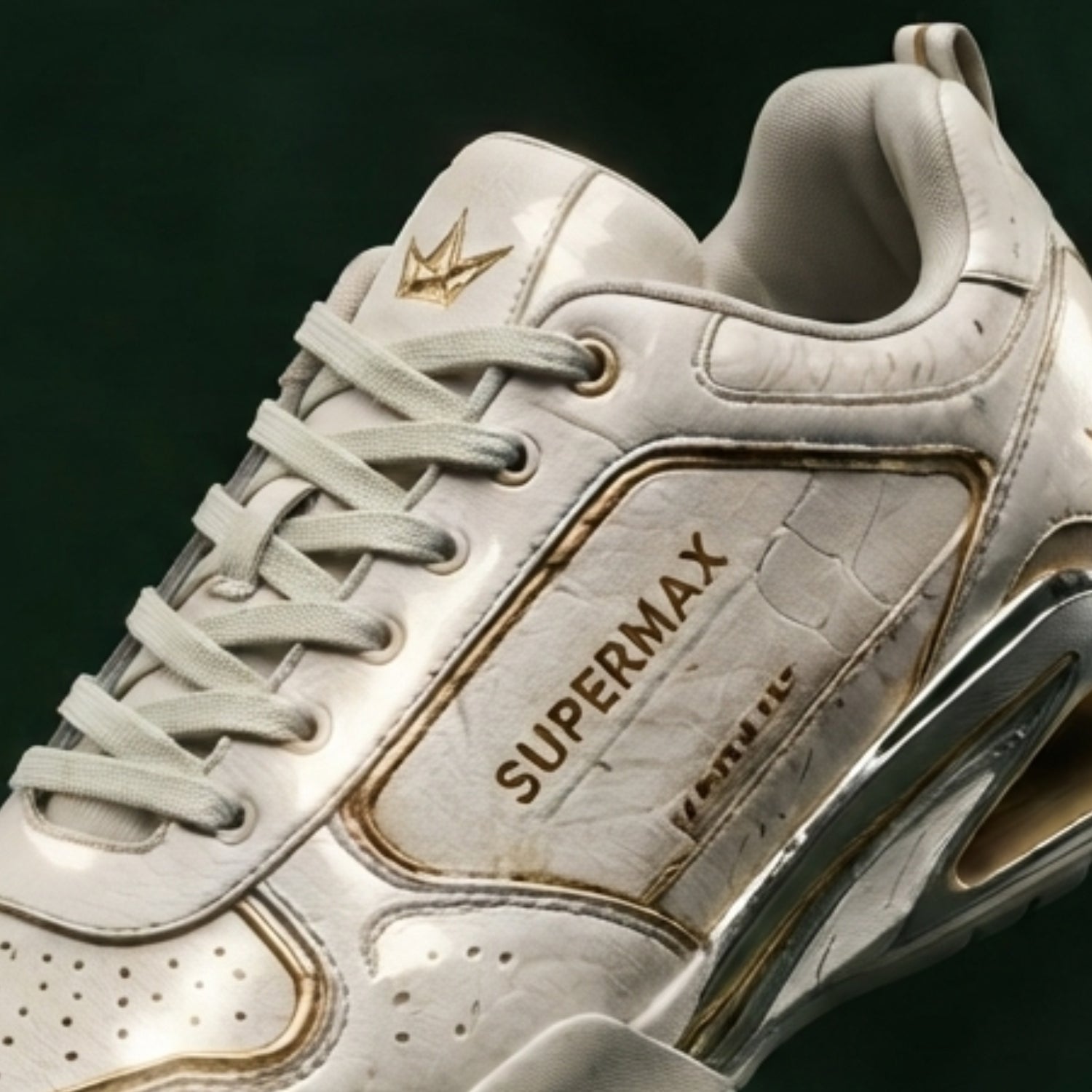 Supermax Ivory Signature Premium White & Gold Men's Casual Sneakers