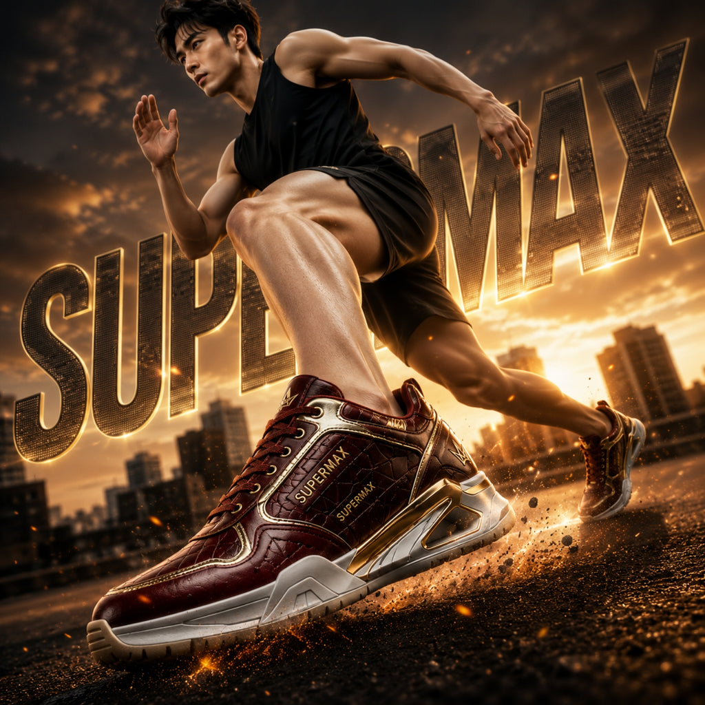 Supermax Wear Crimson Monarch Red & Gold Premium Leather Sneakers for Men