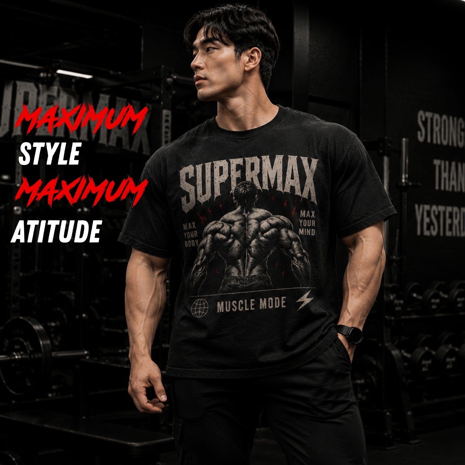 Supermax Muscle Mode Oversized Gym T-Shirt | Streetwear India