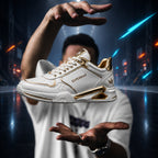 Supermax Imperium One White & Gold Premium Leather Sneakers for Men