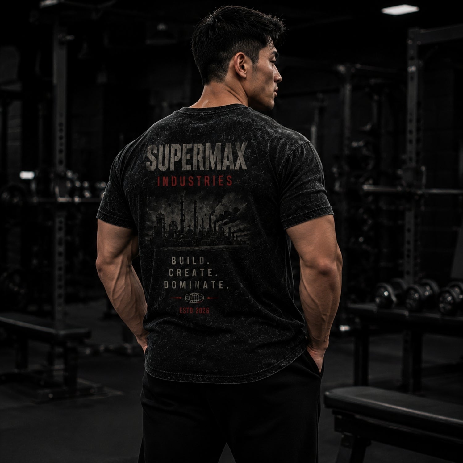Premium Industrial Graphic Print Cotton T-Shirt