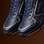 Supermax Azure Legacy Men's Premium Leather Sneakers – Navy & Royal Blue Casual Sports Shoes