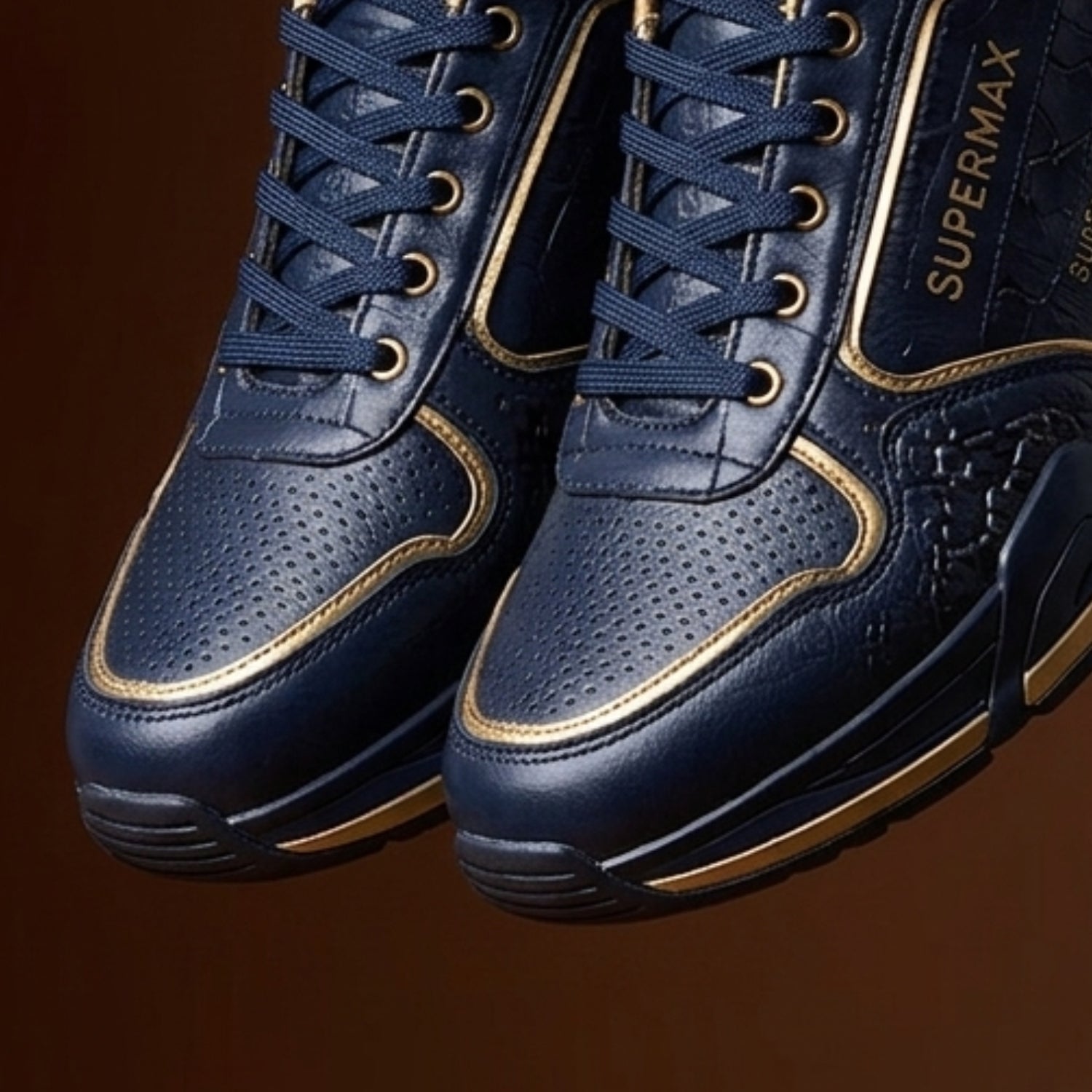 Supermax Azure Legacy Men's Premium Leather Sneakers – Navy & Royal Blue Casual Sports Shoes