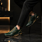SUPERMAX Emerald Dynasty Green & Gold Premium Leather Sneakers | Luxury Lifestyle Shoes for Men