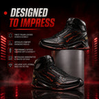 SUPERMAX Inferno Prime High-Top Sneakers for Men - Black & Red Premium Leather Casual Shoes