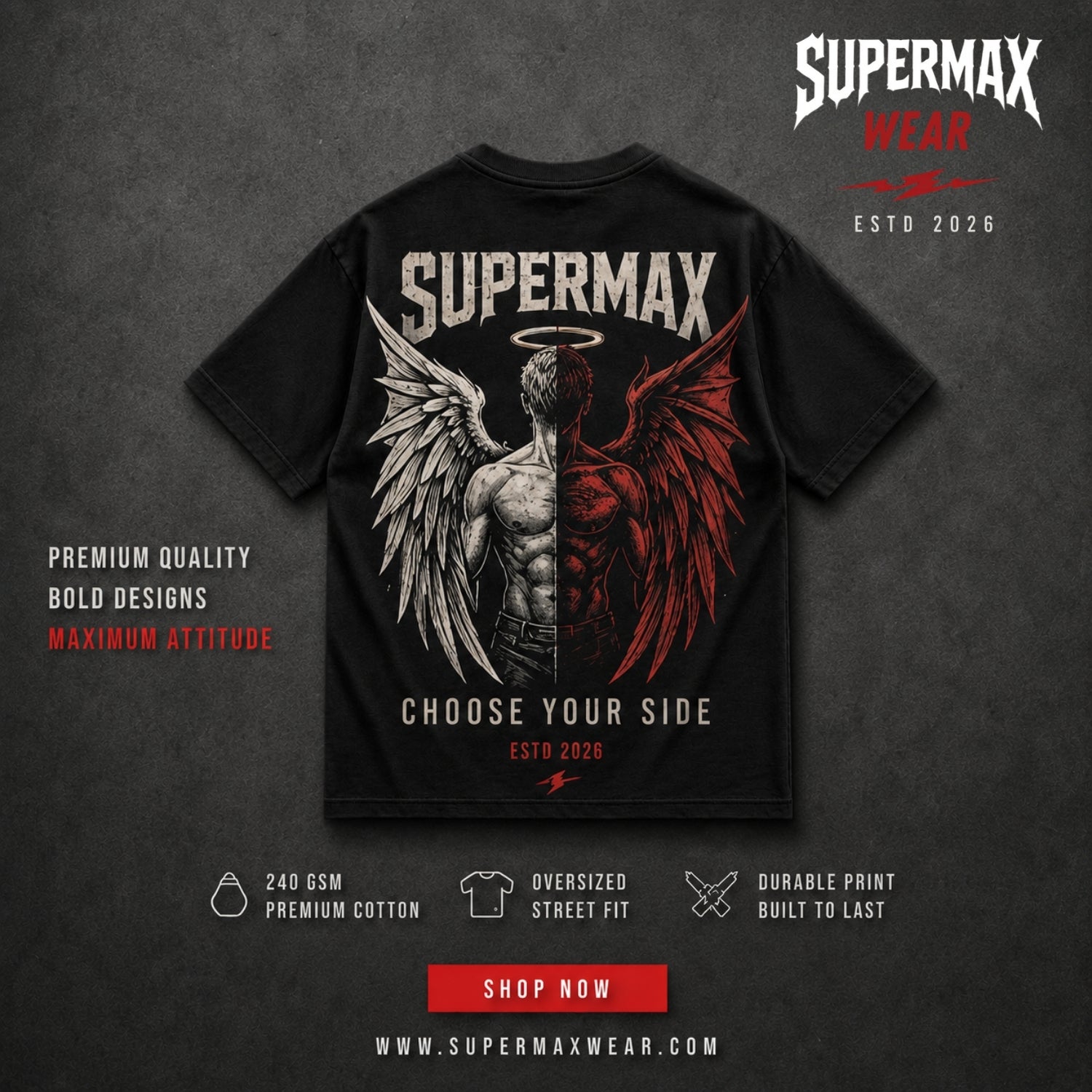 Angel vs Devil Graphic Printed Streetwear T-Shirt