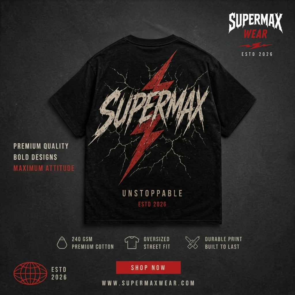 Premium Cotton Lightning Bolt Graphic T-Shirt | Streetwear Crewneck Tee