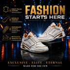 Supermax Imperium One White & Gold Premium Leather Sneakers for Men