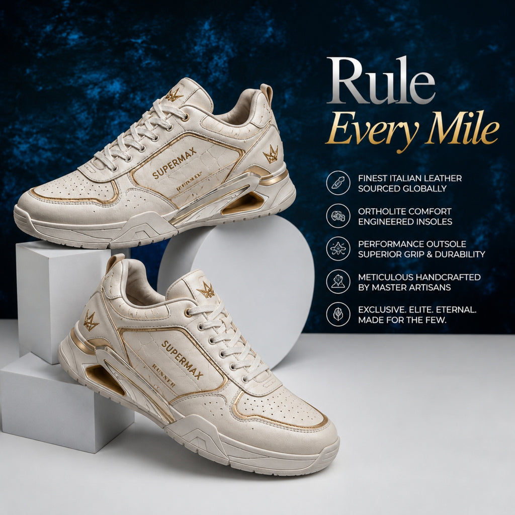 SUPERMAX Obsidian Crown Off White & Beige Premium Lifestyle Sneakers for Men