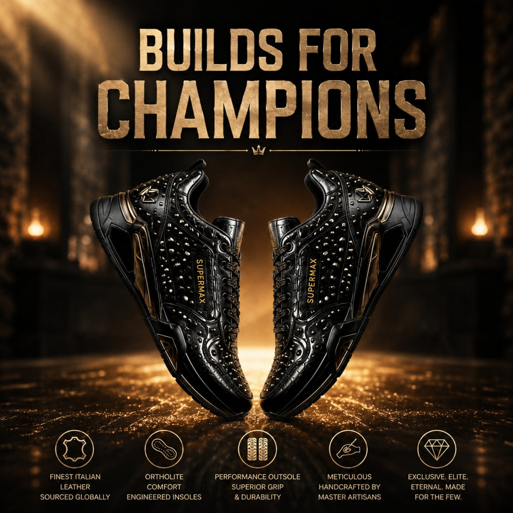 SUPERMAX Obsidian Crown Premium Black & Gunmetal Luxury Sneakers for Men | Italian Leather Casual & Fashion Shoes