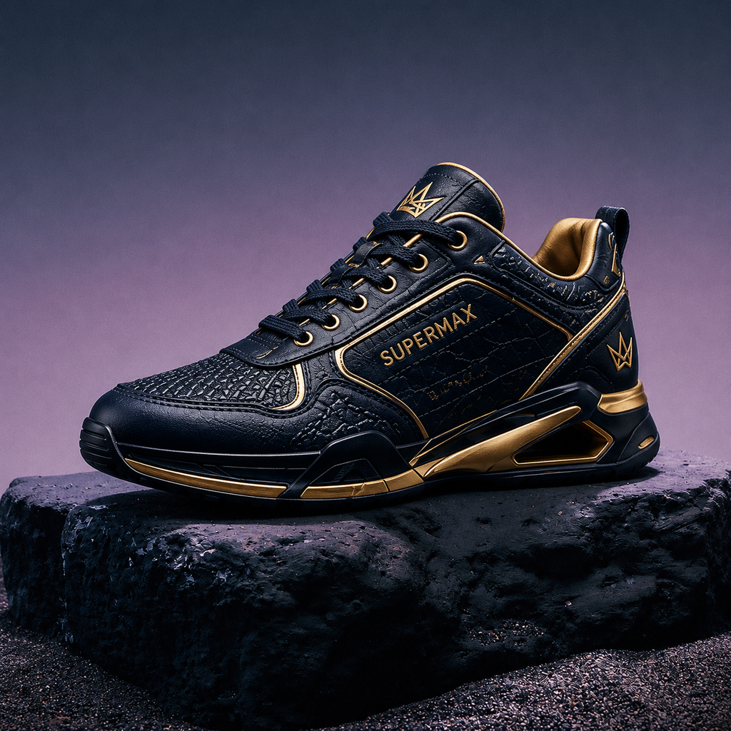 Supermax Azure Legacy Men's Premium Leather Sneakers – Navy & Royal Blue Casual Sports Shoes