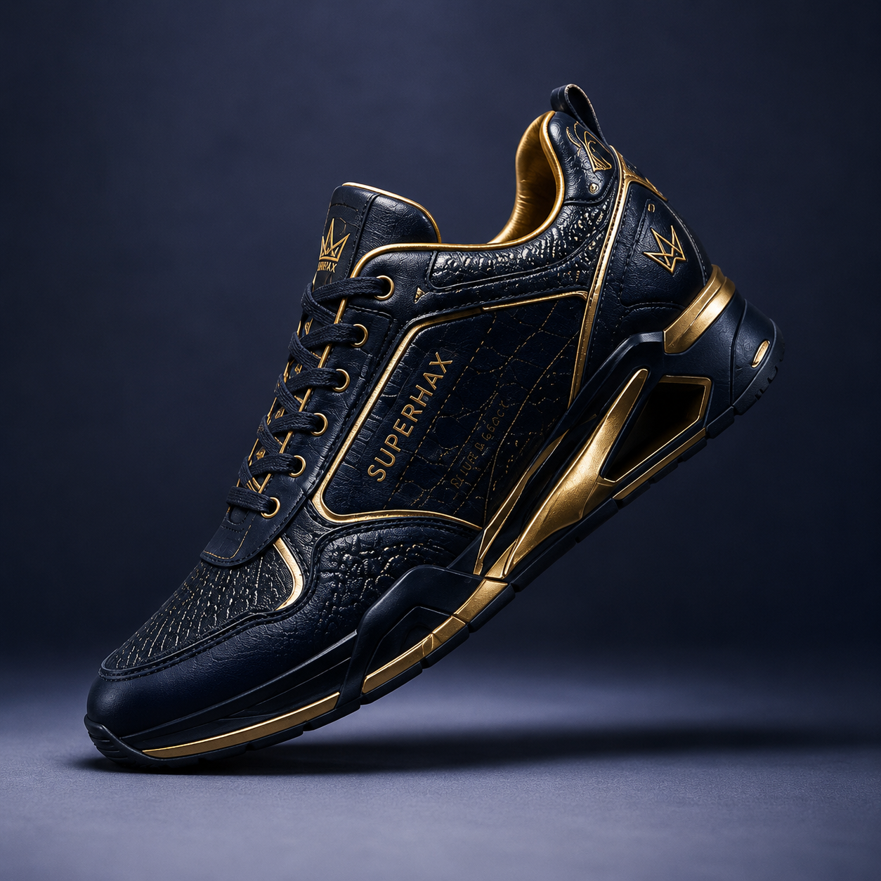 Supermax Azure Legacy Men's Premium Leather Sneakers – Navy & Royal Blue Casual Sports Shoes