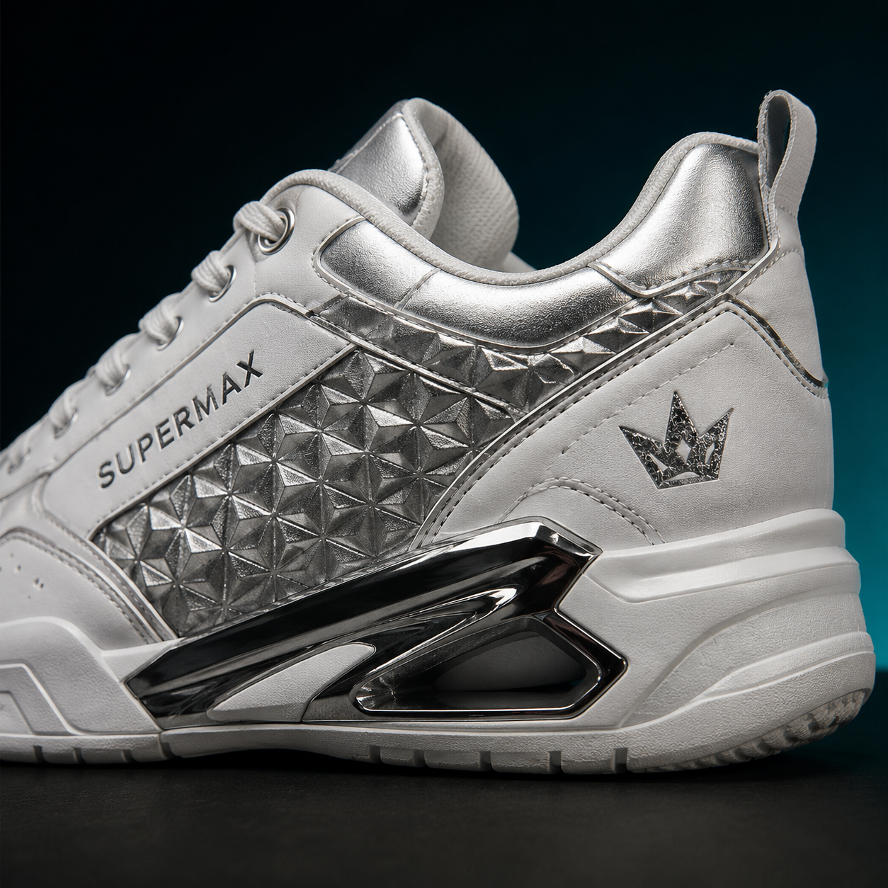 Supermax Diamond Eclipse White & Platinum Premium Sneakers for Men | Luxury Sports Casual Shoes