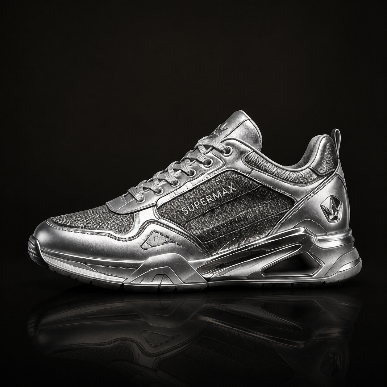 SUPERMAX Titan Prestige Silver & Grey Premium Leather Lifestyle Sneakers for Men | Ortholite Comfort & Superior Grip