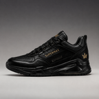 SUPERMAX Noir Sovereign All Black Premium Leather Sneakers for Men | Ortholite Comfort & Luxury Streetwear Shoes