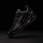 SUPERMAX Noir Sovereign All Black Premium Leather Sneakers for Men | Ortholite Comfort & Luxury Streetwear Shoes