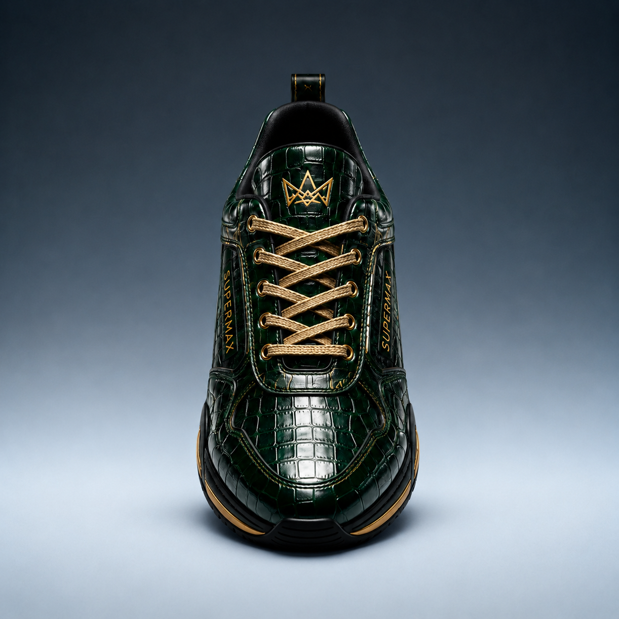 SUPERMAX Emerald Dynasty Green & Gold Premium Leather Sneakers | Luxury Lifestyle Shoes for Men