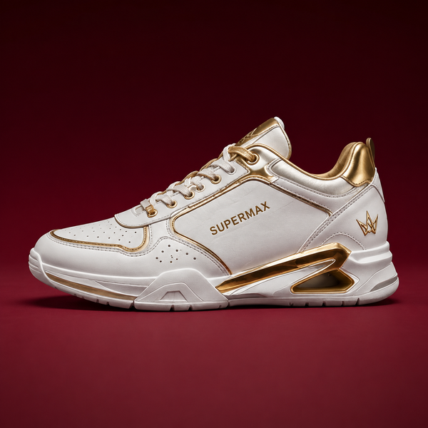 Supermax Imperium One White & Gold Premium Leather Sneakers for Men