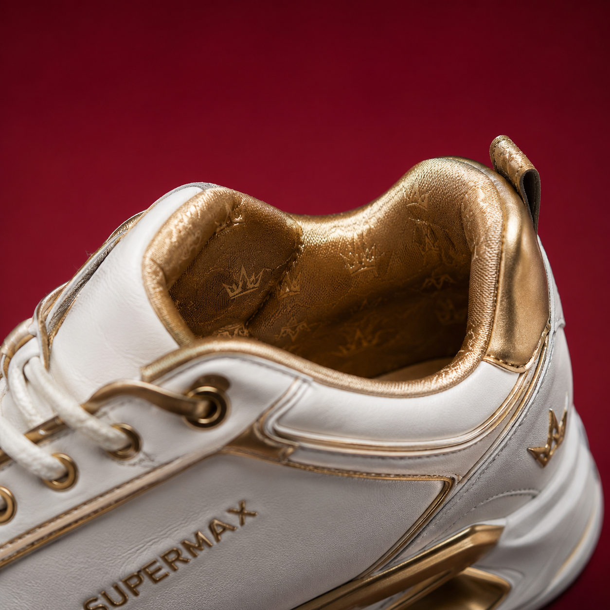 Supermax Imperium One White & Gold Premium Leather Sneakers for Men