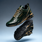 SUPERMAX Emerald Dynasty Green & Gold Premium Leather Sneakers | Luxury Lifestyle Shoes for Men