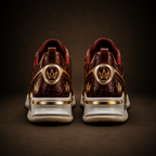 Supermax Wear Crimson Monarch Red & Gold Premium Leather Sneakers for Men