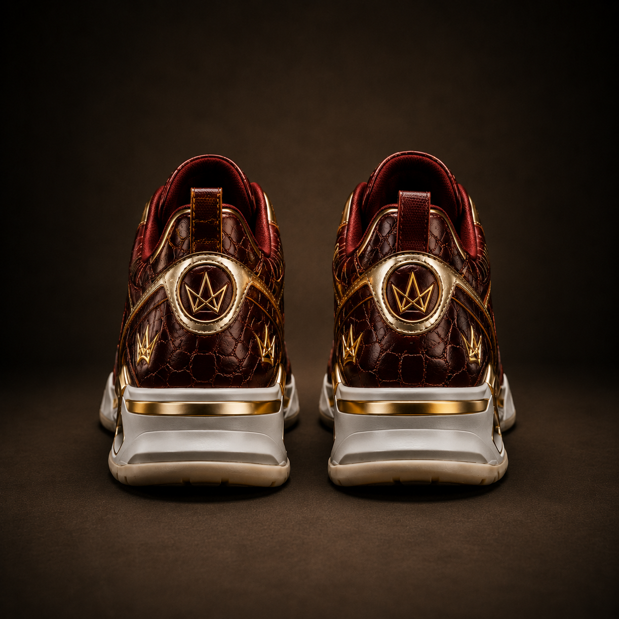 Supermax Wear Crimson Monarch Red & Gold Premium Leather Sneakers for Men
