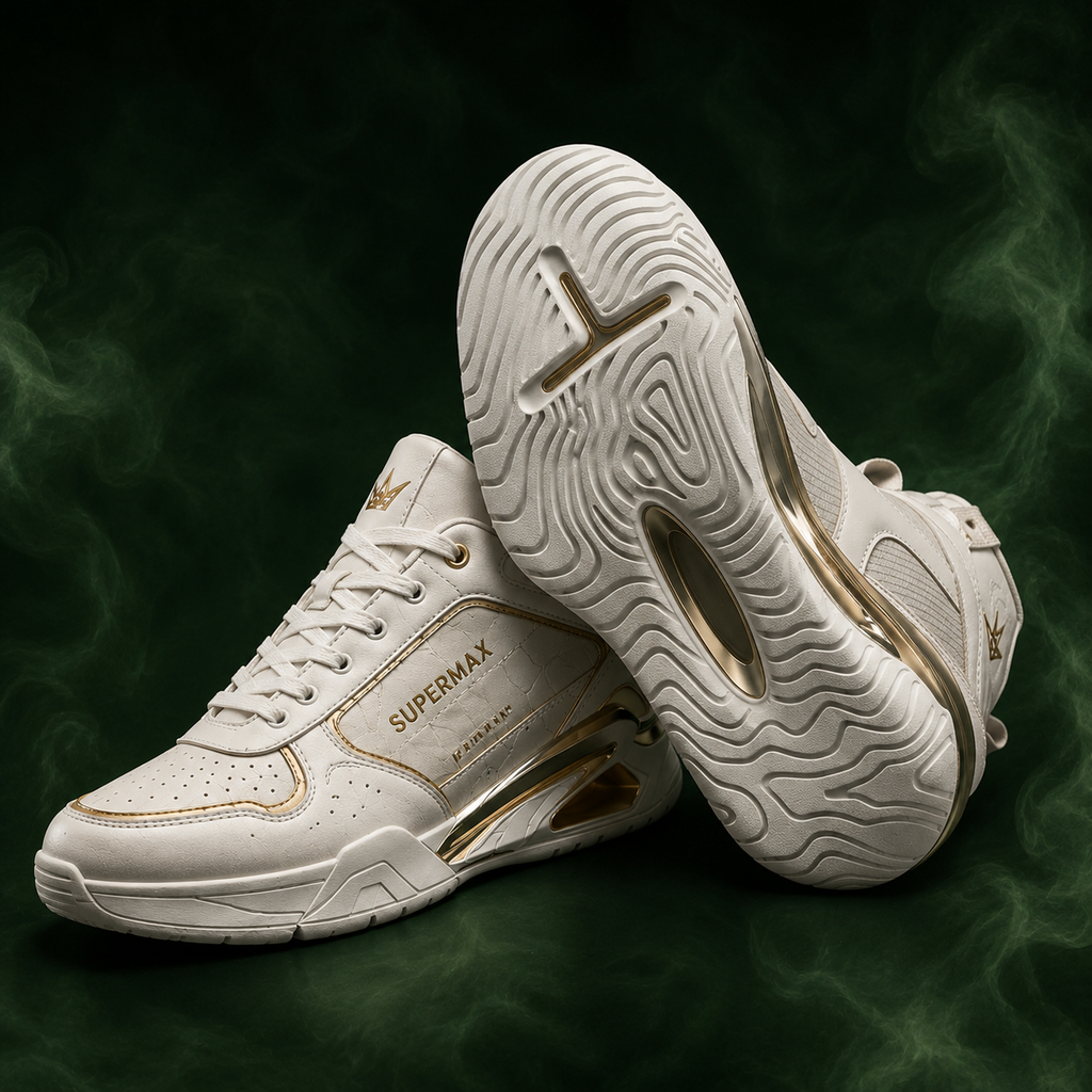 Supermax Ivory Signature Premium White & Gold Men's Casual Sneakers