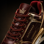 Supermax Wear Crimson Monarch Red & Gold Premium Leather Sneakers for Men