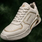 Supermax Ivory Signature Premium White & Gold Men's Casual Sneakers