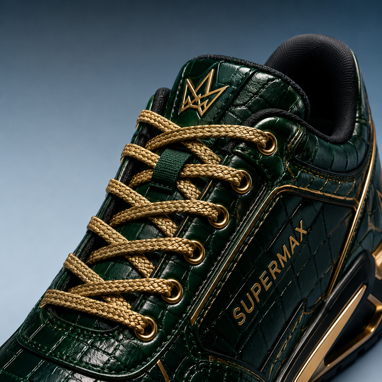 SUPERMAX Emerald Dynasty Green & Gold Premium Leather Sneakers | Luxury Lifestyle Shoes for Men