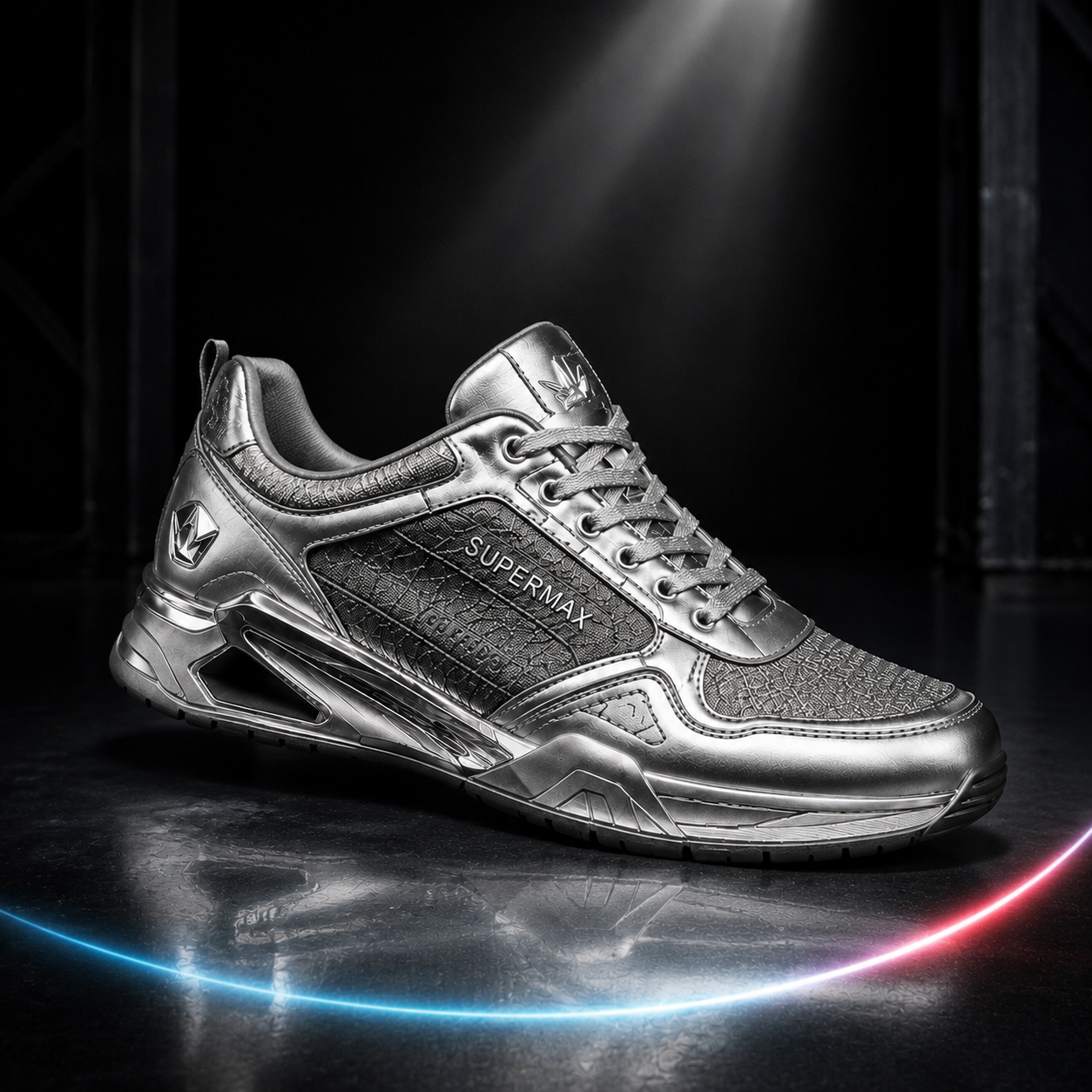 SUPERMAX Titan Prestige Silver & Grey Premium Leather Lifestyle Sneakers for Men | Ortholite Comfort & Superior Grip