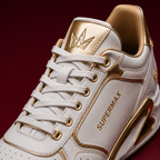 Supermax Imperium One White & Gold Premium Leather Sneakers for Men