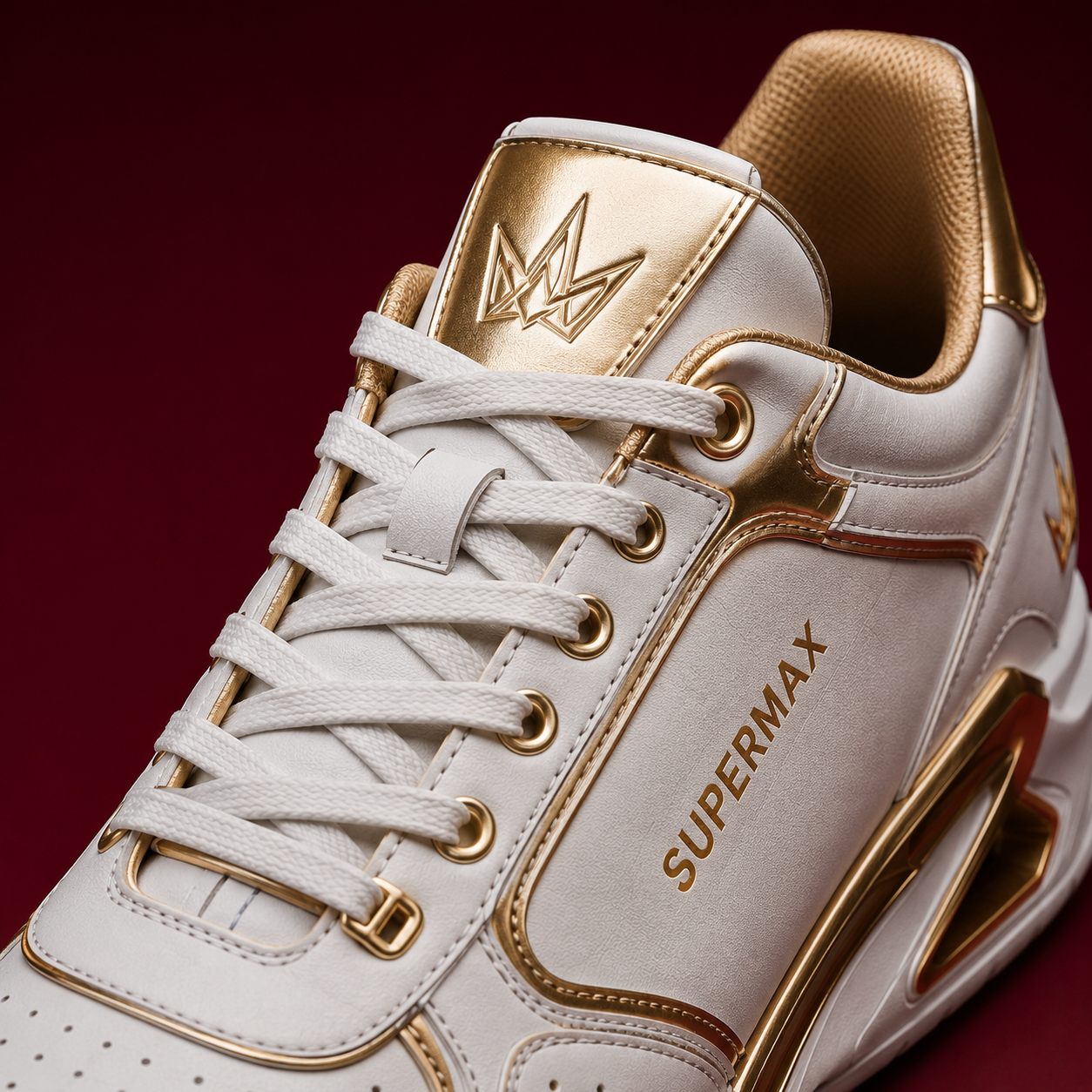 Supermax Imperium One White & Gold Premium Leather Sneakers for Men