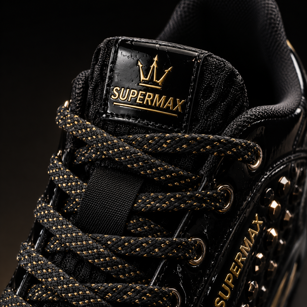 SUPERMAX Obsidian Crown Premium Black & Gunmetal Luxury Sneakers for Men | Italian Leather Casual & Fashion Shoes